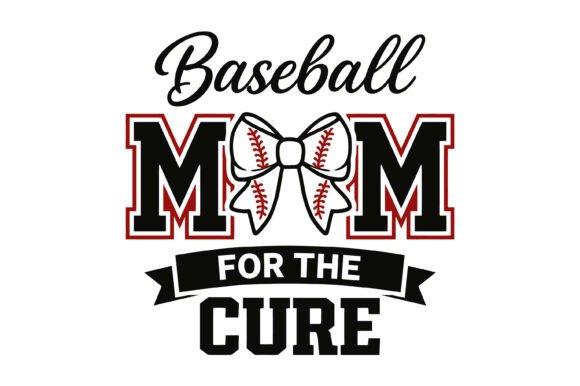 Baseball Mom for the Cure: A Vibrant Graphic Design Asset for T-Shirt Designs