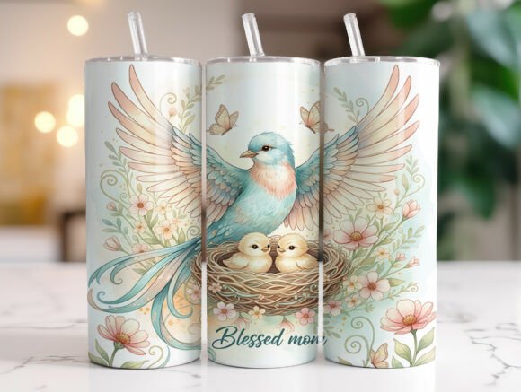 Blessed Mom Bird Nest Floral Tumbler PNG Review for Real Projects