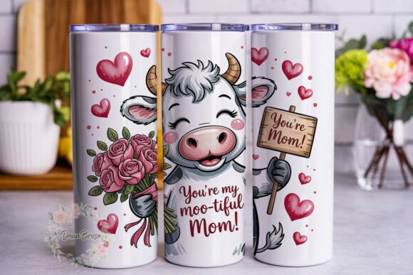 Cute Cow Floral Mom Tumbler Wrap: A Versatile Graphic for Branding and Marketing