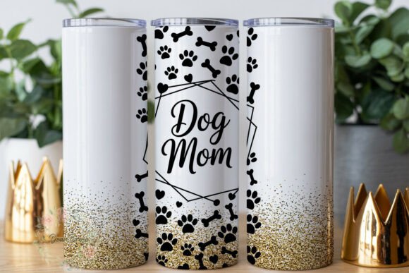 Dog Mom Gold Glitter Tumbler Wrap: A Sparkling Graphic Asset for Creative Projects