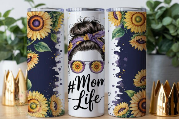 Floral Mom Life Sunflower Design Tumbler: A Vibrant Graphic for Branding and Marketing