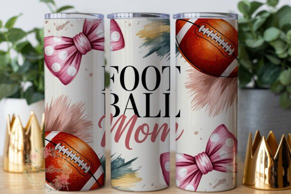 Football Mom Pink Bows Tumbler Wrap Graphics