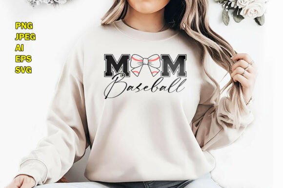 Graphic Design Asset Review: Mom Baseball Bow T-Shirt Design PNG