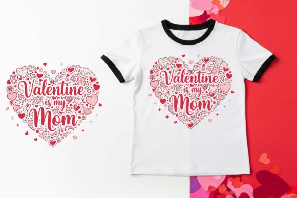 Heartfelt Graphics for Local Business Branding: Mom Valentine T-Shirt Design