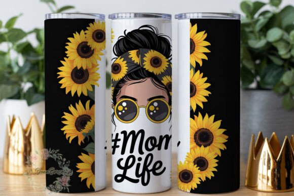 Messy Bun Sunflower Mom Life Tumbler: A Versatile Graphic for Handmade Creations