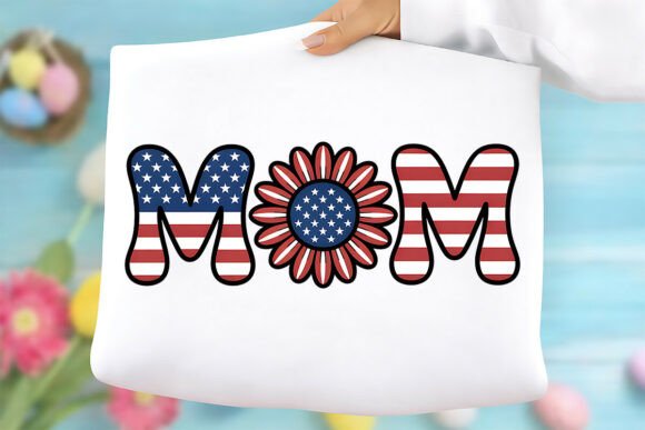 Mom PNG, 4th of July PNG: A Vibrant Graphic for T-Shirt Designs and Seasonal Campaigns