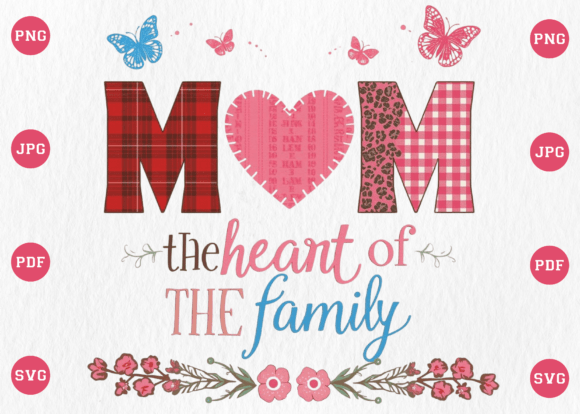 Mother’s Day Mom the Heart of the Family: A Graphics Asset for T-Shirt Designs and Beyond