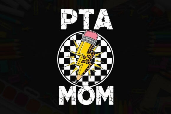 Retro Lightning Pencil PTA Mom Graphics for T-Shirt Designs