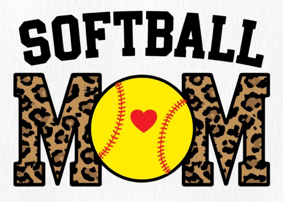 Softball Mom Retro PNG Leopard Print: A Versatile Graphic for T-Shirt Designs and Handmade Creations