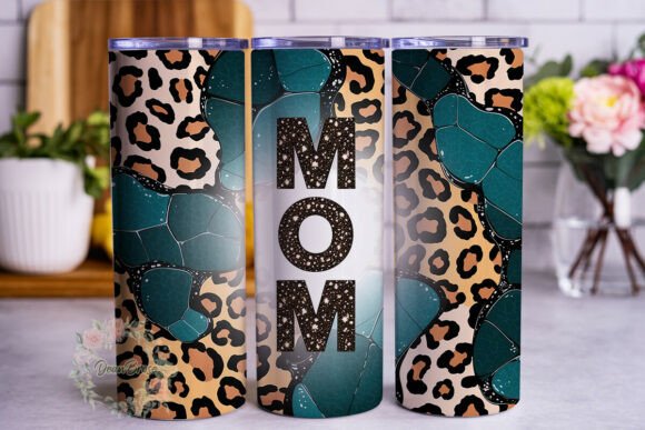 Teal Leopard MOM 20oz Tumbler Wrap: A Bold Graphic for Brand Impact