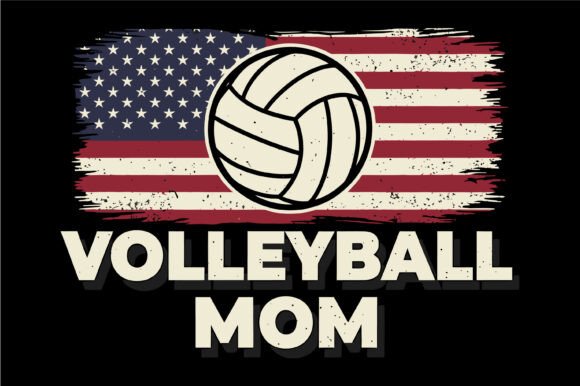 Volleyball Mom American Flag Vintage – A Strong Graphic Design Asset for T-Shirt Designs